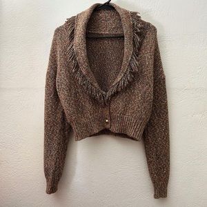 Vintage Beige Deep V-Neck Cardigan